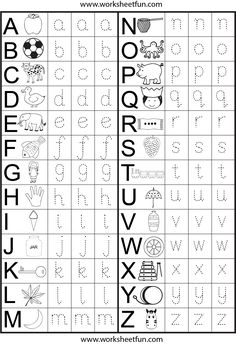 the alphabet worksheet for children to learn how to write and draw letters with pictures