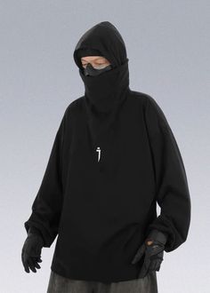 23 AW Turtleneck Ninja Hoodie - Jiye Heavy Industry - X Techwear Hoodie Tops For Outdoor, Functional Hooded Tops For Streetwear, Urban Hooded Tops For Outdoor, Urban Hooded Top For Outdoor, Long Sleeve Tops With Adjustable Hood For Streetwear, Urban Winter Tops For Outdoor, Long Sleeve Techwear Outerwear For Streetwear, Urban Winter Outdoor Tops, Functional Streetwear Hoodie For Fall