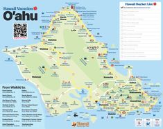 a map of hawaii with all the attractions and places to go on it's trip