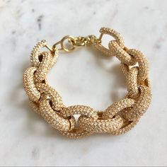 J Crew Gold Pav Chunky Chainlink Bracelet! In Perfect Condition, Without Tags Never Worn. Very Pretty Statement Piece! Comes With Duster Bag (Bag Has Minimal Marks On It) Party Gold Chain Link Bracelet, Gold Chain Link Bracelet For Party, Dainty Link Chain Bracelet For Party, Gold Chain Bracelet With Solid Links For Parties, Party Chain Bracelet With Chunky Chain, Chunky Link Chain Bracelet For Party, Party Chunky Chain Link Bracelet, Party Chain Link Bracelet, Winter Lookbook