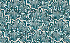 an abstract blue and white pattern with wavy lines on the surface, in shades of teal