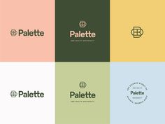 four different logos for the company called palette, which are designed by graphic studio