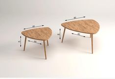 two wooden tables with measurements for each side and the same height as shown in this image