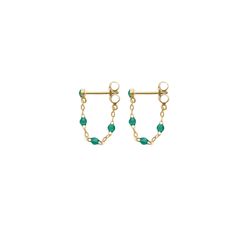 Gigi Clozeau - Classic Gigi Emerald earrings, Yellow Gold Custom Halo Engagement Ring, Emerald Drop Earrings, Gold And Emerald, Emerald Earrings Drop, Wedding Day Gifts, Emerald Earrings, Emerald Stone, Engagement Ring Wedding Band, Mimosa