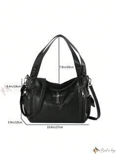 Bird in Bag - Xiuya Y2K Large Capacity Shoulder Bag in Black PU Leather - Cross Tote, American Punk Goth Style - Fashionable and Minimalistic Designer Handbag Alternative Style Black Satchel Bag, Gothic Black Bag With Zipper Closure, Alternative Style Black Bag With Zipper Closure, Black Alternative Style Bag With Zipper Closure, Alternative Style Black Shoulder Bag, Black Gothic Shoulder Bag, Punk Style Travel Satchel Shoulder Bag, Gothic Satchel Shoulder Bag For Travel, Gothic Travel Bags With Zipper Closure