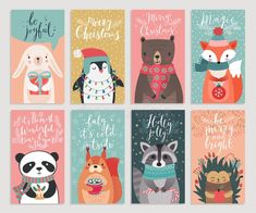 christmas cards with animals and lettering