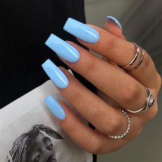 PRICES MAY VARY. ✅【To Match Your Outfits and Makeup】Elegant shades of popular and trendy colors medium long nails glue on will be suitable for all seasons and daily routine life.It is an good option for people who wanted to have an instant long coffin nails press ons.Suitable for girls women fashion styles. ✅【To Get Beautiful Fast】Our acrylic nails press on come ready to wear.Unique pure fit technology makes this long square press on nails quite natural and comfortable.Clutch gel nails press on Ongles Baby Blue, Solid Color Acrylic Nails, Baby Blue Acrylic Nails, Blue Press On Nails, Blue Coffin Nails, Light Blue Nails, Medium Coffin, Baby Blue Nails, Solid Color Nails