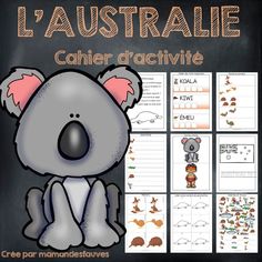 a koala theme with the words'l'australie'and an image of