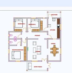 the floor plan for a house with three rooms