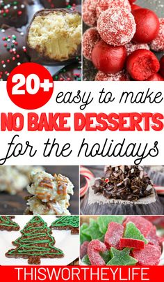 20 easy to make no bake desserts for the holidays with text overlay