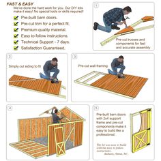 the instructions for building a shed with wood flooring and sidings, including framing