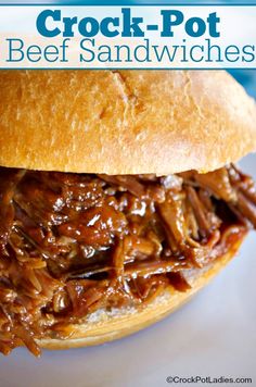 the crock pot beef sandwiches are ready to be eaten on the grill or in the oven