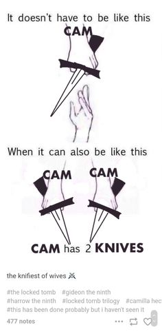 a poster with the words can't have to be like this cam has 2 knives