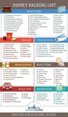 the disney packing list is shown in this image