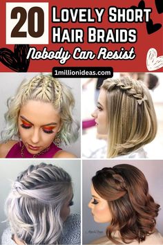 20 Lovely Short Hair Braids Nobody Can Resist - 132 Braided Updo For Short Hair, Short Hair Braids, Short Hair Dos, Medium Hair Braids, Dutch Braid Hairstyles, Viking Hair, French Braid Hairstyles, Short Braids, Hairdos For Short Hair