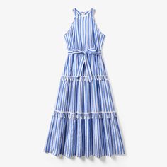 Family Matching Stripe Shirt and Tassel Trim Dress Sets Material: POLYESTER Product Introduction: Elevate your family's style with these chic blue striped matching outfits, perfect for any occasion. Crafted from high-quality polyester, these sets ensure comfort and style for the entire family. Key Features: Each set includes a stripe shirt and a tassel trim dress for a coordinated look. The fabric features blue and white woven stripes, adding a touch of sophistication. Designed with a high neck halter neckline for a modern touch. The style is casual and perfect for vacations, offering a slightly loose fit for comfort. The dress is crafted with an adjustable waist, featuring a built-in elastic and free waistband for a customized fit. The length of the dress falls to the calf, providing a fl High Neck Halter, Dress Sets, Trim Dress, Stripe Shirt, Matching Family Outfits, Product Introduction, Halter Neckline, Dress Size Chart, Family Matching