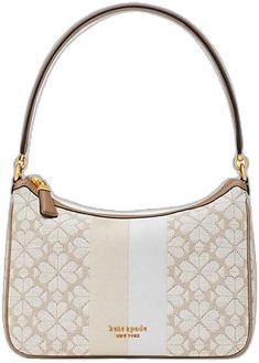 Elegant Kate Spade Shoulder Bag With Zipper, Elegant Kate Spade Shoulder Bag With Zipper Closure, Formal Kate Spade Shoulder Bag With Zipper, Kate Spade Formal Shoulder Bag With Zipper, Formal Kate Spade Shoulder Bag With Zipper Closure, Formal White Coated Canvas Shoulder Bag, Elegant Cream Shoulder Bag In Coated Canvas, Elegant Cream Coated Canvas Shoulder Bag, Kate Spade Cream Shoulder Bag For Formal Occasions