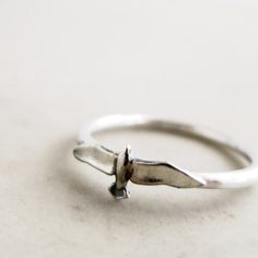 Bird Ring Sterling Silver Seagull Stacking Ring Nature - Etsy