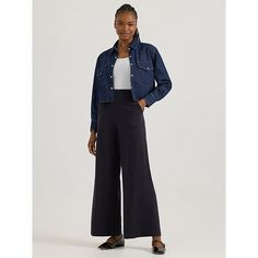 For layers that are next level, there’s nothing like a good wide-leg trouser to make an outfit. With a pull- on style that drapes into a wide leg, the Women's High Rise Wide Leg Pull On Pant brings presence everywhere they go. Made from a soft cotton blend, they have a comfortable feel that gets better with every wear. 70% Cotton, 24% Polyester, 6% Elastane. Union-All Black. L / 30 Inches (M). Chic Wide Leg Pants For Elevated Casual Occasion, Versatile Wide Leg High Waist Pants For Elevated Casual, Chic Wide-leg Casual Pants, Chic Wide-leg Pants For Elevated Casual Occasions, Casual Workwear Culottes In Straight Style, Casual Workwear Culottes With Straight Shape, Casual Straight Culottes For Workwear, Casual Wide Leg Culottes For Work, Fall High-waisted Wide Leg Pants For Elevated Casual