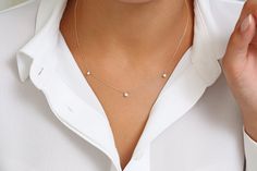 "Solitaire Necklace / 14k Gold Prong Setting 3 Station Diamond Necklace / Diamond Solitaire Necklace / Layering Necklace / Choker Necklace Features * Made to Order. * Gold Kt: 14K * Choice of Gold Color: Rose Gold, Yellow Gold, White Gold * Round Diamond: 1 pc 3.0 MM * Round Diamond: 2 pcs 2.7 MM * Total Number of Stones: 3 * Total CTW: 0.28 ctw * Diamond Color Clarity: G Color SI Clarity * Setting Type: Prong Setting * Ready to Ship in 7-10 Business Days If you have any additional questions abo Dainty 14k Gold Three-stone Jewelry, Delicate 14k Gold Three-stone Jewelry, Delicate Three Stone 14k Gold Jewelry, Classic Three Stone Necklace, Delicate Three Stone Jewelry As Gift, Elegant Three Stone 14k Gold Jewelry, Minimalist Three Stone Jewelry For Formal Occasions, Minimalist Yellow Gold Three Stone Jewelry, Dainty Three-stone Jewelry For Formal Occasions