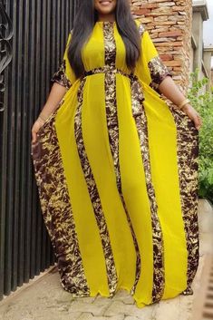 Size(in) Bust Length One size 91.0  59.1 Long African Dresses For Women, 2000 Note, Striped Print Dresses, Plus Size Long Dresses, Long African Dresses, Party Dress Long Sleeve, African Lace, African Dresses For Women, House Dress