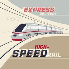 a high speed train on the tracks with an advertisement for it's track - by - rail service