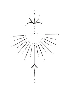 a black and white drawing of an apple with sunbursts on it's side