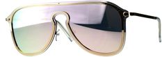 metal framemirrored lensnon-polarizedLens width: 63 millimetersLens height: 57 millimetersBridge: 18 millimetersArm: 139 millimeters Modern Pink Shield Sunglasses With Mirrored Lenses, Gold Shield Sunglasses With Gradient Lenses For Outdoor, Modern Gold Shield Sunglasses For Outdoor, Gold Shield Sunglasses With Tinted Lenses For Outdoor, Modern Pink Mirrored Aviator Sunglasses, Modern Pink Shield Sunglasses For Outdoor, Modern Pink Anti-reflective Aviator Sunglasses, Rose Gold Brown, Aviators Women