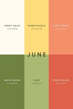 some type of color scheme with the words june in different font and numbers on it