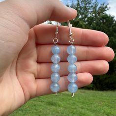 This Is A Handmade Aquamarine Calcedony Earrings. This Bracelet Is Very Pretty, And Simple. It Would Be Great For Any Occasion! This Bracelet Is Fitted So It Won't Move Around Much During Wear! Bundles And Reasonable Offers Welcome! A Protector Gem, This Stone Consumes The Negative Energy That Resides In One's Body, The Negative Energy Dissipates So That The Energy Doesn't Move To Someone Else. Chalcedony Has The Power To Align The Mind, Body, And Spirit. This Stone Also Sends Feelings Of Genero Everyday Blue Earrings With Natural Stones, Handmade Light Blue Dangle Jewelry, Chakra Work, Chalcedony Earrings, Mind Body And Spirit, Handmade Wire Jewelry, Throat Chakra, Handmade Wire, Blue Chalcedony