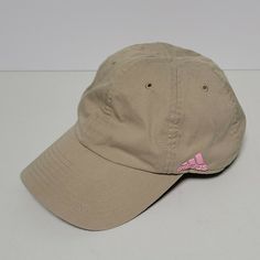 Women's Adidas Climalite Ball Cap Hat Beige with Pink Logo One Size EUC. Adidas Casual Six-panel Baseball Cap, Adidas Casual Hat For Sports Events, Casual Adidas Hat For Sports Events, Casual Adidas Baseball Cap For Sports Events, Adidas Adjustable Baseball Cap For Sports Events, Adjustable Adidas Baseball Cap For Sports Events, Adidas Cap For Sports Events, Adidas Sports Cap, Adidas Sports Event Hats