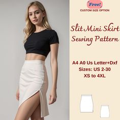 Slit Mini Skirt Sewing Pattern, Stretch Pencil skirt, Side Slit Skirt, Bodycon Skirt, Fitted Skirt, Formal Skirt, Summer Skirt, XS-4XL Available as an instant download (pdf) sewing pattern bundle with a range of size options: US Sizes: 2, 4, 6, 8, 10, 12, 14, 16, 18, 20, 22, 24, 26, 28, 30 Standard Sizes: XS, S, M, L, XL, 2XL, 3XL, 4XL These patterns are suitable for A4, A0, and US Letter size papers. As soon as your payment is processed, you will automatically receive download links for the pat Mini Skirt Sewing, Mini Skirt Sewing Pattern, Skirt Bodycon, Skirt Sewing Pattern, Skirt Sewing, Stretch Pencil Skirt, Formal Skirt, Skirt Summer, Skirt Patterns Sewing