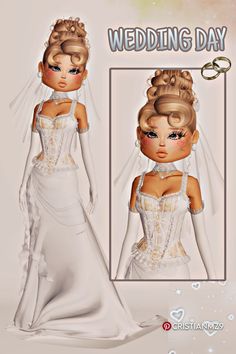 the bride doll is wearing a wedding dress