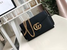 gg Marmont Mini Chain Bag Black For Women 7.9in/20cm gg Gucci Woc, Gucci Marmont Mini, Gucci Gg Marmont Mini, Gg Marmont Mini, Mini Chain Bag, Louis Vuitton Shirt, Gucci Marmont, Gucci Gg Marmont, Luxury Products