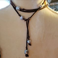 Gorgeous Tahitian Black Pearl And Suede Long Necklace / Lariat. Simple And Earthy, Yet Truly Elegant. Long Suede Rope Can Be Worn Dozens Of Ways. Genuine Natural Tahitian Pearls 48" End To End Excellent Pre-Loved Condition, No Flaws Comes From A Smoke-Free Home Ships Same Or Next Biz Day Thanks For Looking! Hippie, Boho, Beachy 225 Boho Beachy, Tahitian Black Pearls, Tahitian Pearls, Pearl Grey, Black Pearl, Long Necklace, Womens Jewelry Necklace, Black Gray, Hippie Boho