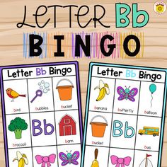 the letter b is for bingo game with letters and numbers on it, along with an image