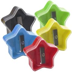 Wholesale Star Pencil Sharpener With Cover - Cute Pencil Sharpener, Fun School Supplies, Pretty Knives, Red Black Green, Sharpeners, Pencil Sharpener, Pencil Cases, Green And Yellow, Just Girly Things