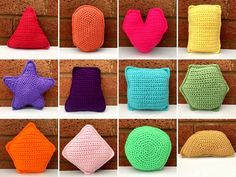 crocheted pillows and cushions made to look like stars