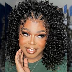 Braided Wigs Premium Synthetic Fiber Deep Wave Short Bob Lace Frontal Wigs -Alipearl Hair Short Bob Braids, Black Hair Updo Hairstyles, Curly Crochet Hair Styles, Quick Weave Hairstyles, Braided Cornrow Hairstyles, Braided Wigs, Twist Braid Hairstyles, Hair Twist Styles, Synthetic Lace Wigs