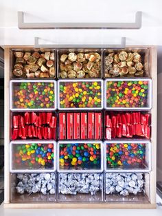 a drawer filled with lots of different types of candy