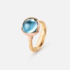 Lotus Ring size 2 in Yellow and Rose Gold  with Blue Topaz  |  Ole Lynggaard Copenhagen Engagement Ring For Him, Lotus Ring, Lotus Earrings, Wedding Day Jewelry, Engagement Ring For Her, Evil Eye Earrings, Drop Pendant Necklace, Pearl Leather, Eye Earrings