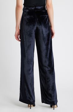 Stand tall in these rich velvet pants featuring a high rise and wide legs that evoke vintage-inspired style. Zip fly with hook-and-bar closure 76% viscose, 24% nylon Dry clean Imported Wide Leg Velvet Pants, Velvet Pants, Wide Legs, Nordstrom Store, Stand Tall, Fabric Gifts, Free Fabric, Vintage Inspired, High Waist