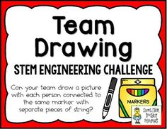 Are you looking for a great STEM challenge for the first day or week of school?Can your team draw a picture with each person connected to the same marker with separate pieces of string?Team Drawing ChallengeMaterials Needed: (per team)- sheets of copy paper - one thick marker- string (one piece per person)- scissors and tapeSTEM Challenges are a way to get your kids thinking and building at the same time! These challenges use minimal materials and can be used as a way to improve your students communication and building skills in individual and team challenges. There are really fun, but challenging projects. Working together with just one shared marker makes this challenge a tough one, but it is a lot of fun, too! This is a great challenge to get kids to cooperate. It is always fun to bring New Year Activities For 3rd Grade, Steam Challenges Middle School, Fallacy Detective, Team Drawing, Holiday Stem, Elementary Stem Activities, Teaching Graphic Design, Stem Engineering, Stem Elementary