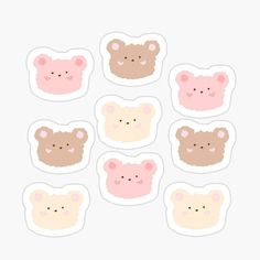 six bear stickers with different colors on them