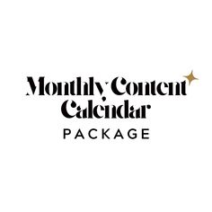 the month content calendar package is shown in black and white, with gold stars on it