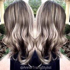 Ash Brown Hair With Blonde Balayage Ash Brown Hair With Highlights, Brown Hair With Blonde Balayage, Grey Brown Hair, Gray Balayage, Easy Curls, Ash Blonde Highlights, Ash Brown Hair, Soft Blonde