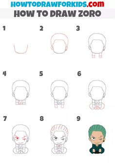 how to draw an anime character from the animated movie, how to draw zoro