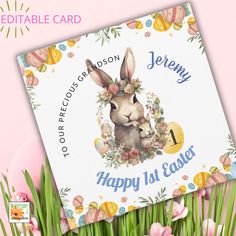 a greeting card with an image of a bunny