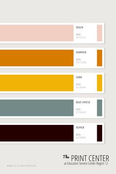 the print center color chart for each section of the printer's paper, with different colors