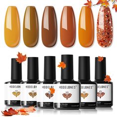 PRICES MAY VARY. 2024 Limited Edition Fall Gel Polish: Modelones well-selected 6 gorgeous shades of the most iconic and trendsetting colors, suitable for fall/winter, special event and daily routine life! Flawless coverage this premium orange gel nail polish and your nail would look brilliant shine finish and more attractive High Glossy Shine and 28 Days No Peel-off: Say Goodbye to Air-bubble and Peel-off problems, thanks to Modelones patented “Inspire Gel” technology and an amazing gel finish. Winter Nail Polish, Gel Nail Set, Fall Nail Polish, Fall Gel Nails, Glitter Gel Polish, Gel Nail Kit, Nail Polish Set, Nail Polish Kits, Gel Nail Polish Set